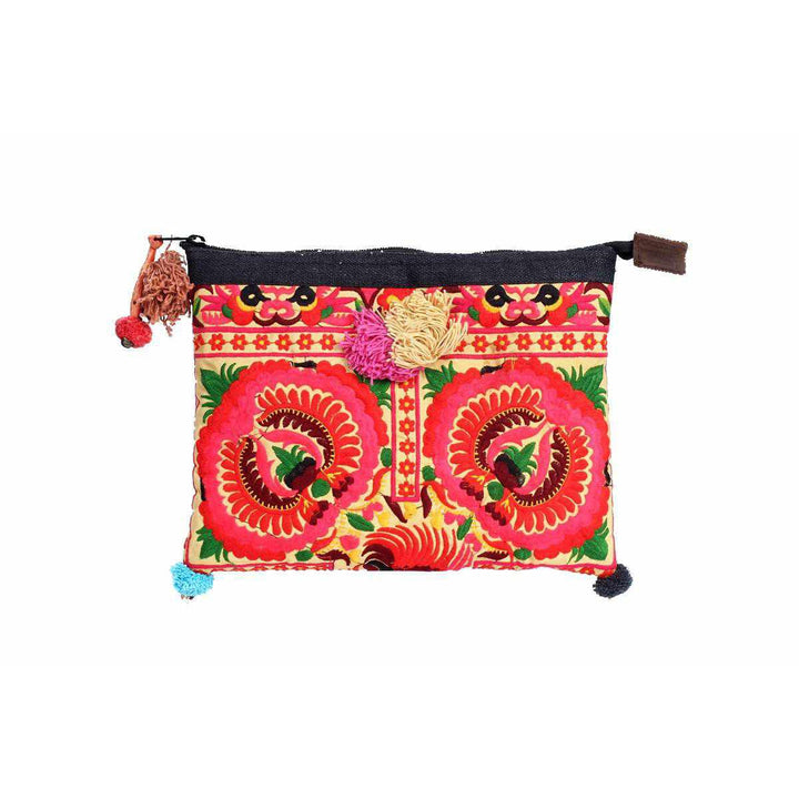 Handcrafted Embroidered Clutch | iPad Bag - Thailand-Bags-Lumily-Red & Yellow-Lumily MZ Fair Trade Nena & Co Hiptipico Novica Lucia's World emporium