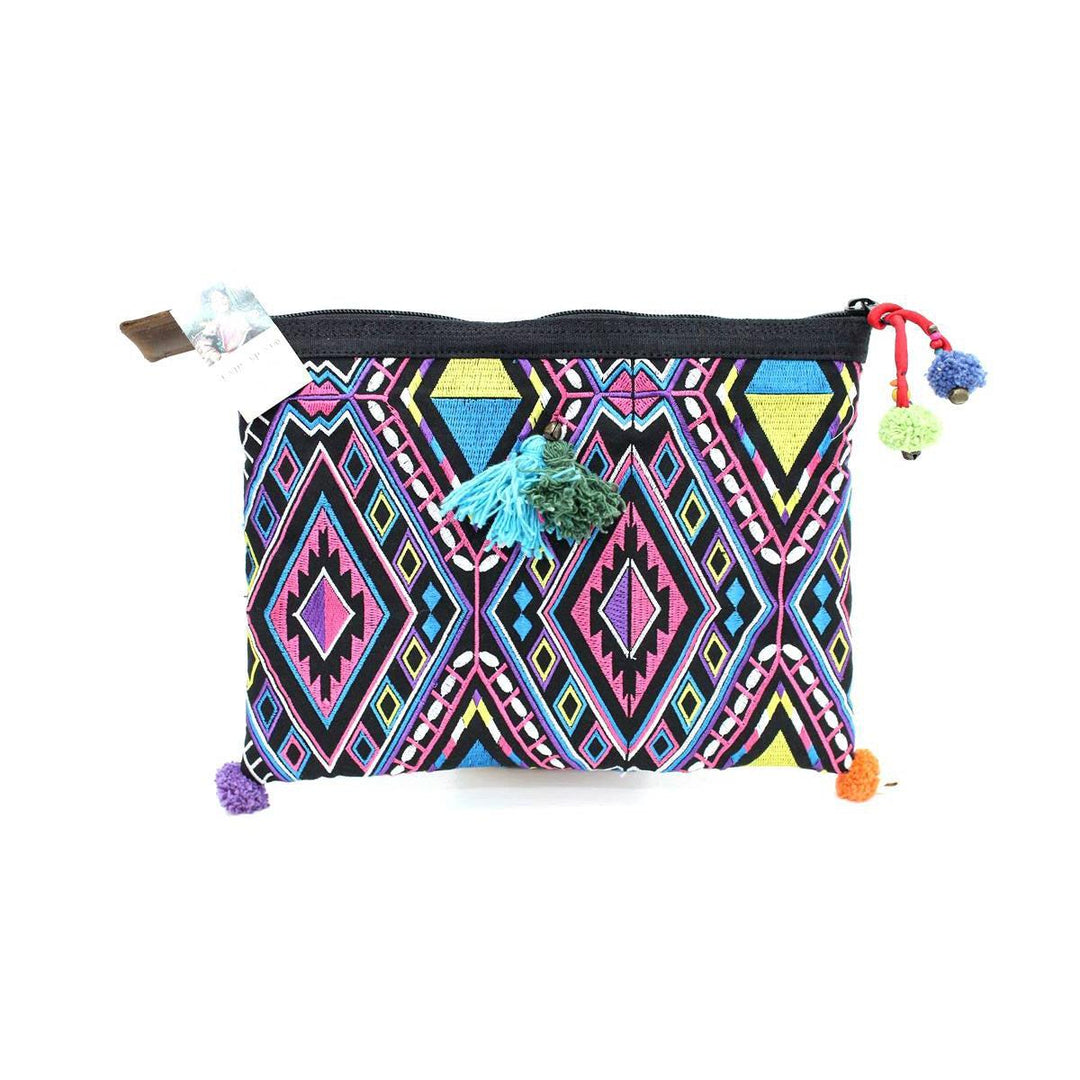Handcrafted Embroidered Clutch | iPad Bag - Thailand-Bags-Lumily-Pink & Purple-Lumily MZ Fair Trade Nena & Co Hiptipico Novica Lucia's World emporium