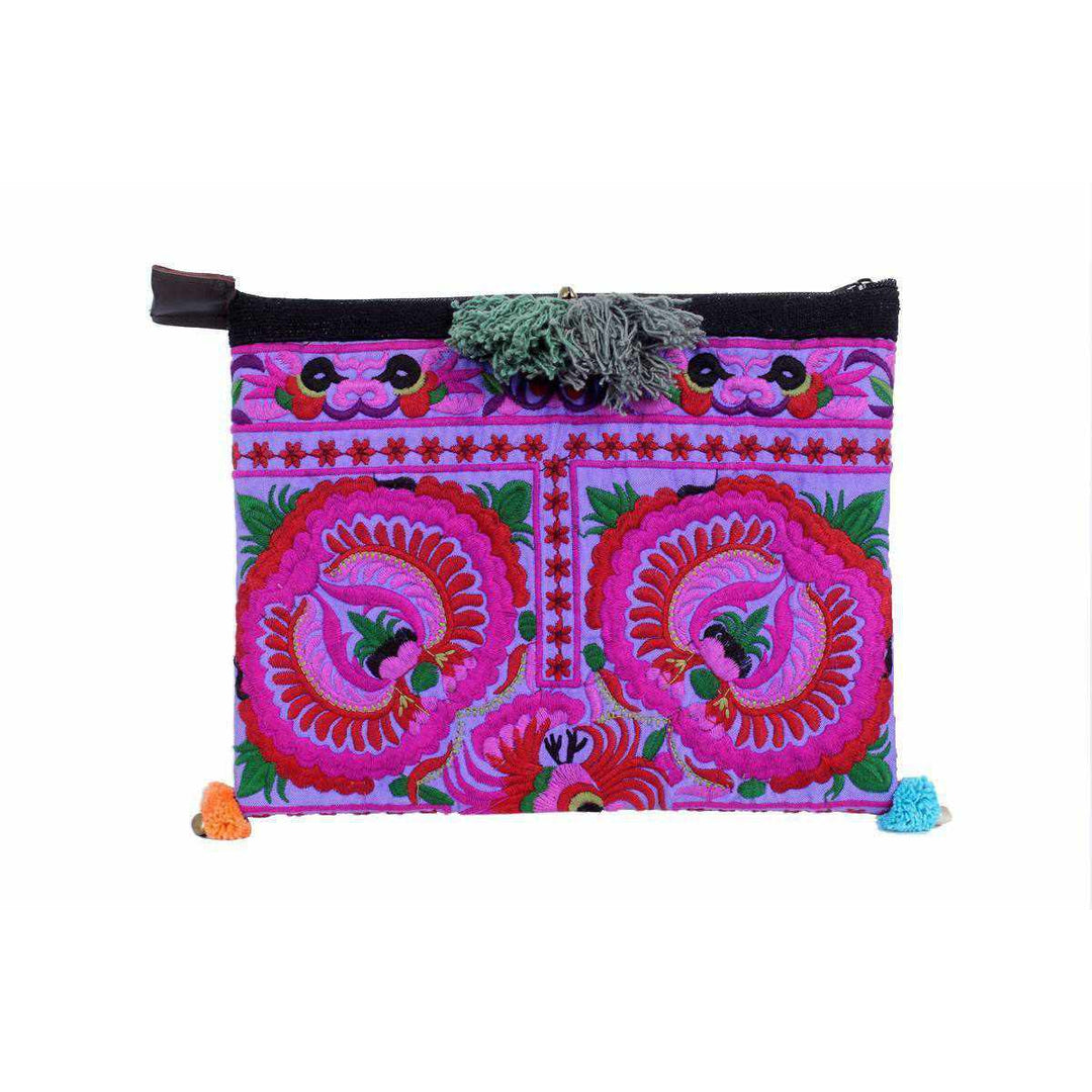 Handcrafted Embroidered Clutch | iPad Bag - Thailand-Bags-Lumily-Purple-Lumily MZ Fair Trade Nena & Co Hiptipico Novica Lucia's World emporium