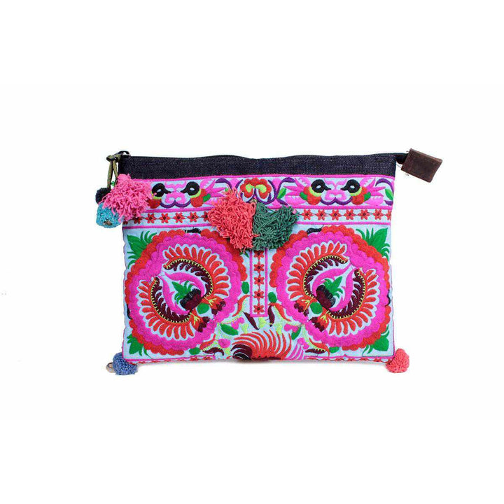 Handcrafted Embroidered Clutch | iPad Bag - Thailand-Bags-Lumily-Blue-Lumily MZ Fair Trade Nena & Co Hiptipico Novica Lucia's World emporium