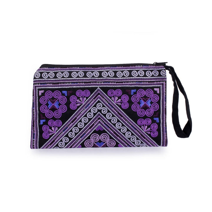Prani Embroidered Hmong Wristlet - Thailand-Bags-Lumily-Purple-Lumily MZ Fair Trade Nena & Co Hiptipico Novica Lucia's World emporium