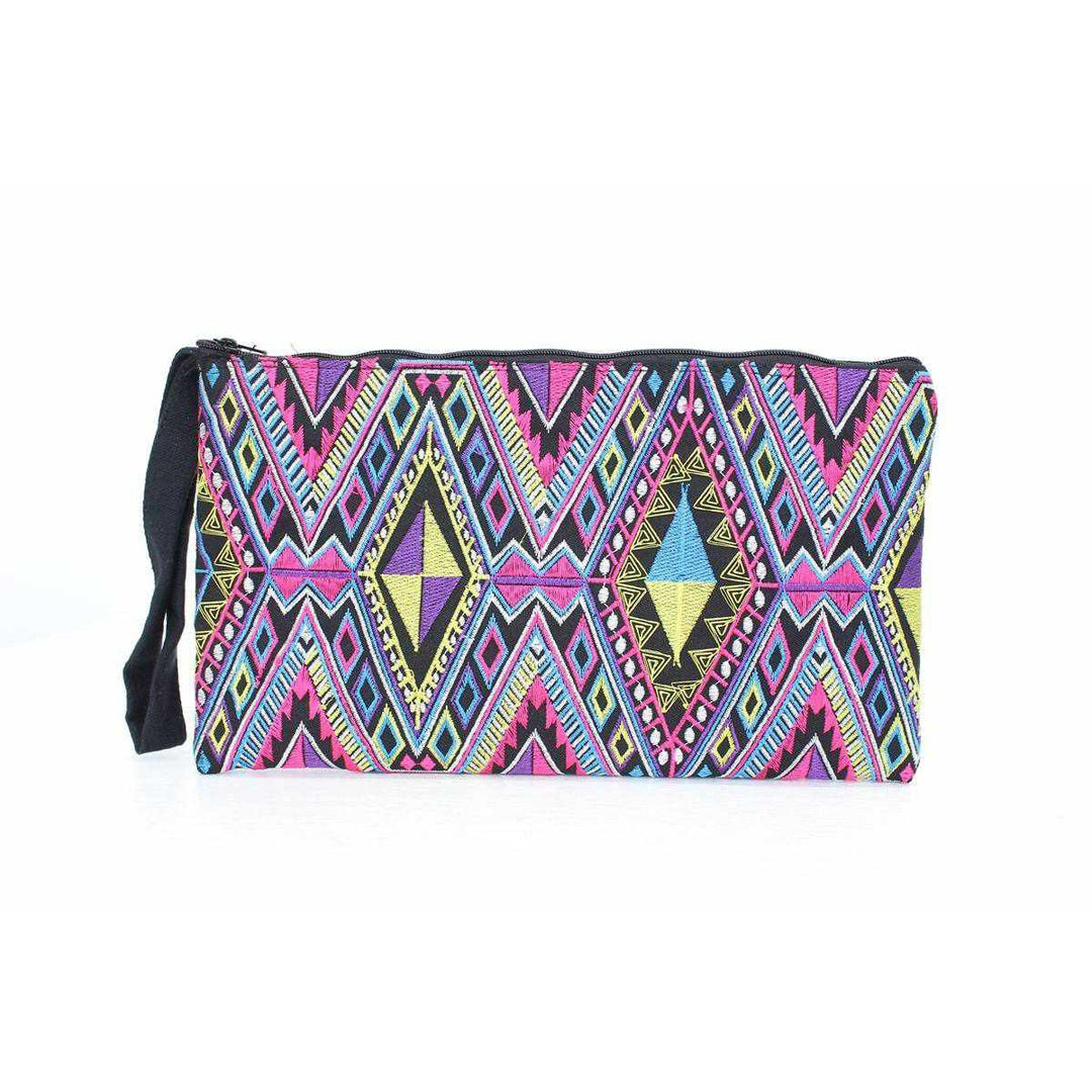 Sarita Hmong Embroidered Wristlet - Thailand-Bags-Wichai Shop-Geometric-Lumily MZ Fair Trade Nena & Co Hiptipico Novica Lucia's World emporium