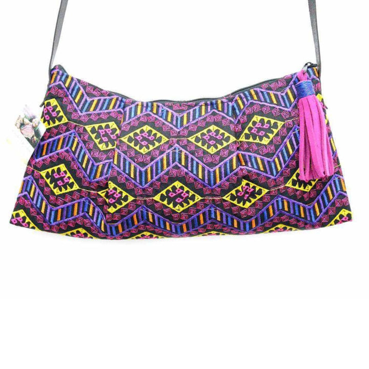 Culturas Crossbody Embroidered Bag - Thailand-Bags-Lumily-Geometric-Purple-Lumily MZ Fair Trade Nena & Co Hiptipico Novica Lucia's World emporium