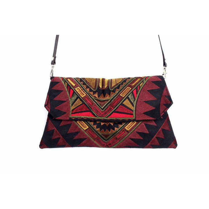 Embroidered Convertible Clutch | Crossbody Bag - Thailand-Bags-Lumily-Brown-Lumily MZ Fair Trade Nena & Co Hiptipico Novica Lucia's World emporium