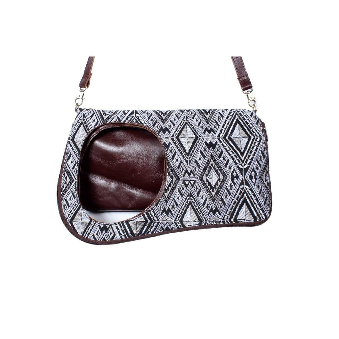 Reversible Geometric Leather Shoulder | Crossbody Bag - Thailand-Bags-Lumily-Silver-Lumily MZ Fair Trade Nena & Co Hiptipico Novica Lucia's World emporium