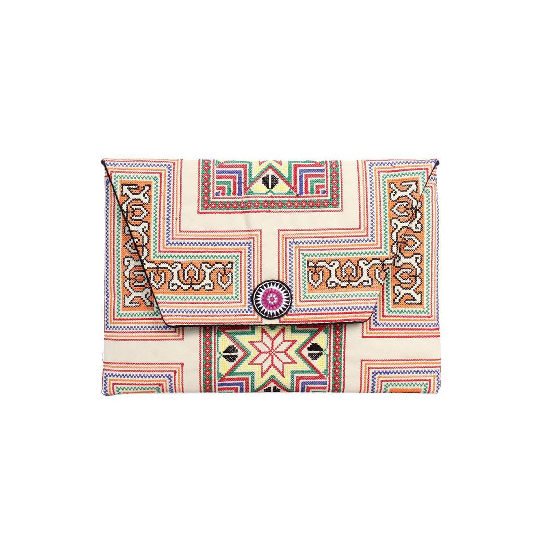 Embroidered Envelope Clutch | iPad Bag - Thailand-Bags-Lumily-Beige-Lumily MZ Fair Trade Nena & Co Hiptipico Novica Lucia's World emporium