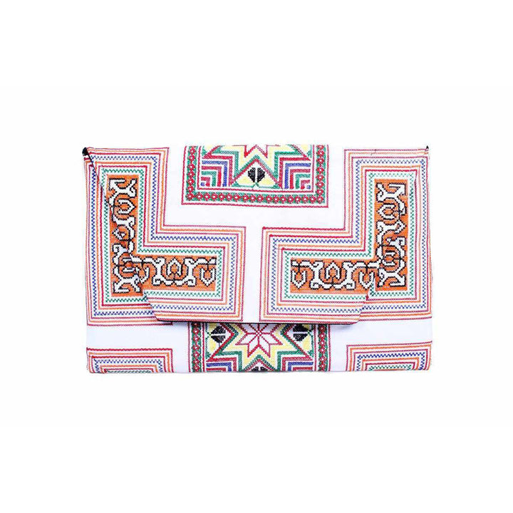 Boho Style Embroidered Clutch Bag - Thailand-Bags-Lumily-Ivory-Lumily MZ Fair Trade Nena & Co Hiptipico Novica Lucia's World emporium