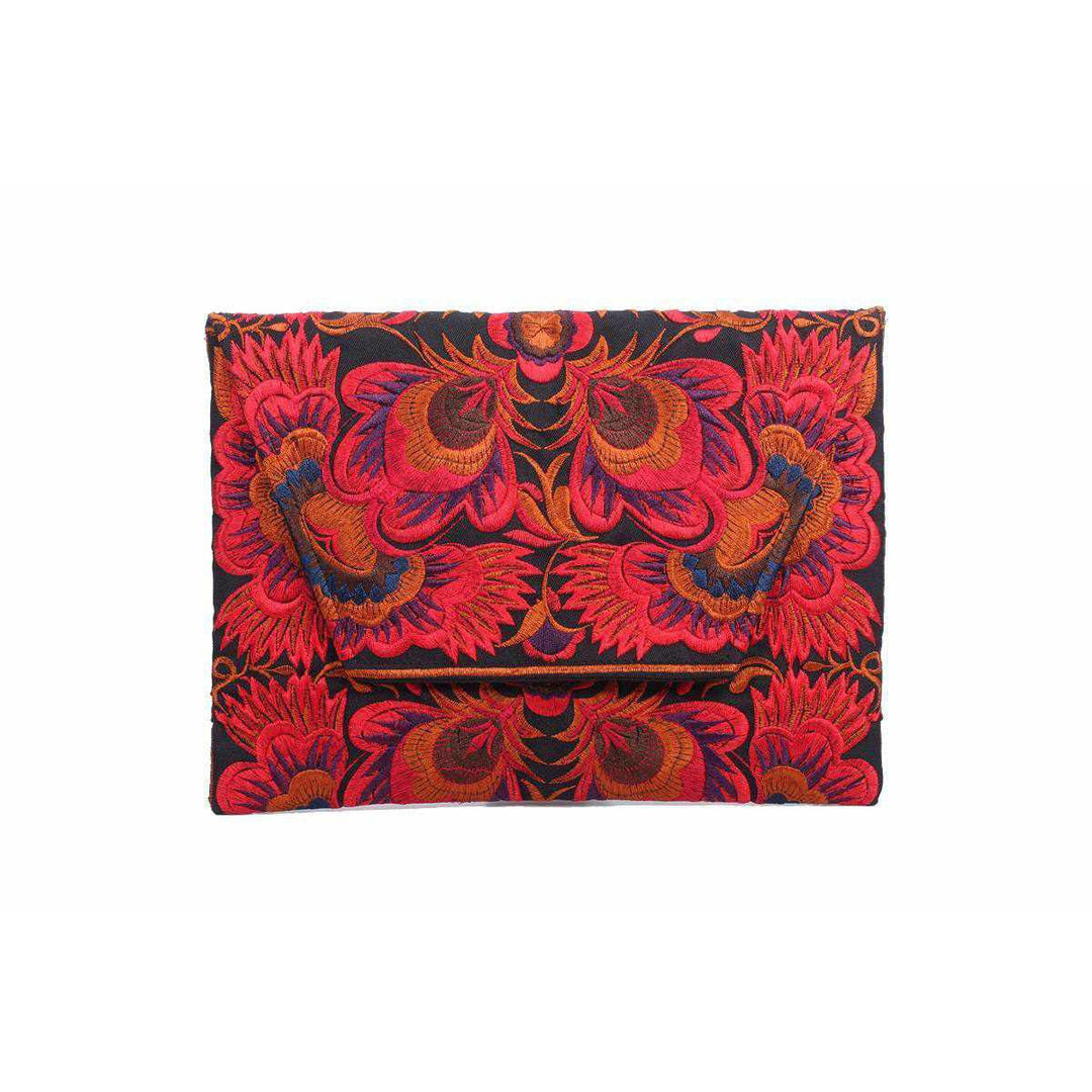 Boho Style Embroidered Clutch Bag - Thailand-Bags-Lumily-Red-Lumily MZ Fair Trade Nena & Co Hiptipico Novica Lucia's World emporium