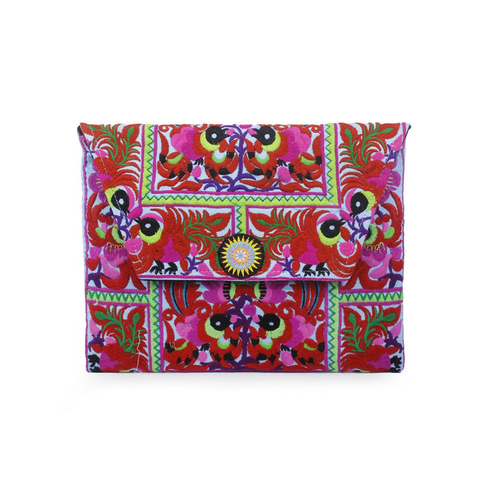 Boho Style Embroidered Clutch Bag - Thailand-Bags-Lumily-Pink Red-Lumily MZ Fair Trade Nena & Co Hiptipico Novica Lucia's World emporium