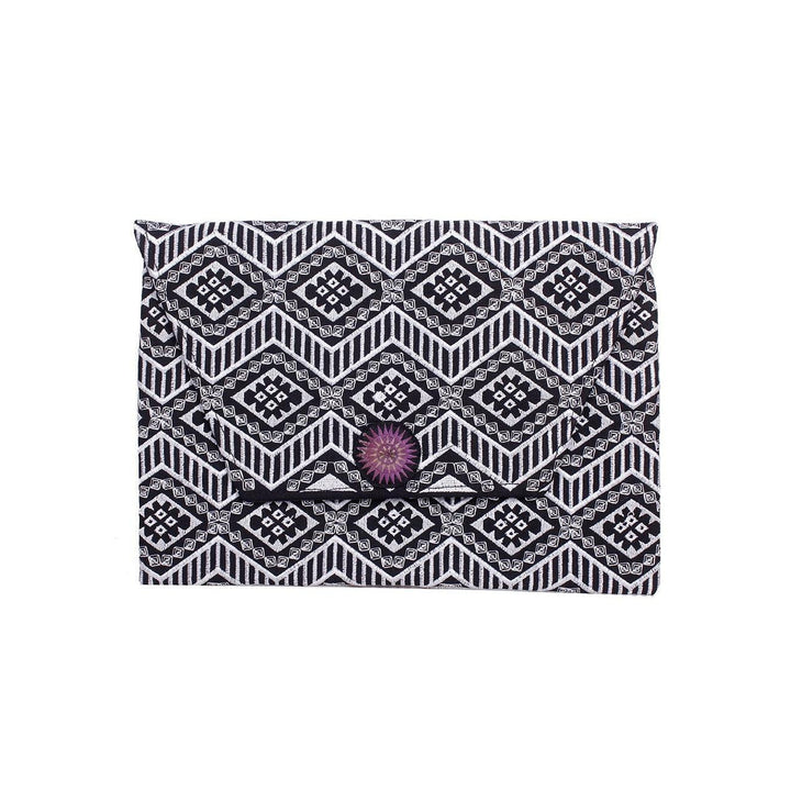 Embroidered Envelope Clutch | iPad Bag - Thailand-Bags-Lumily-Black & White-Lumily MZ Fair Trade Nena & Co Hiptipico Novica Lucia's World emporium