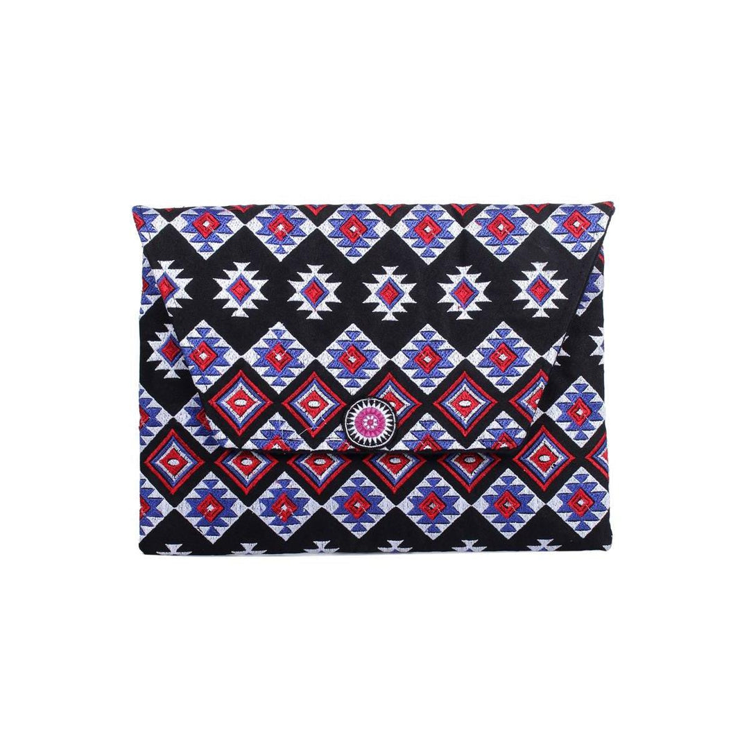 Embroidered Envelope Clutch | iPad Bag - Thailand-Bags-Lumily-Red & Blue-Lumily MZ Fair Trade Nena & Co Hiptipico Novica Lucia's World emporium