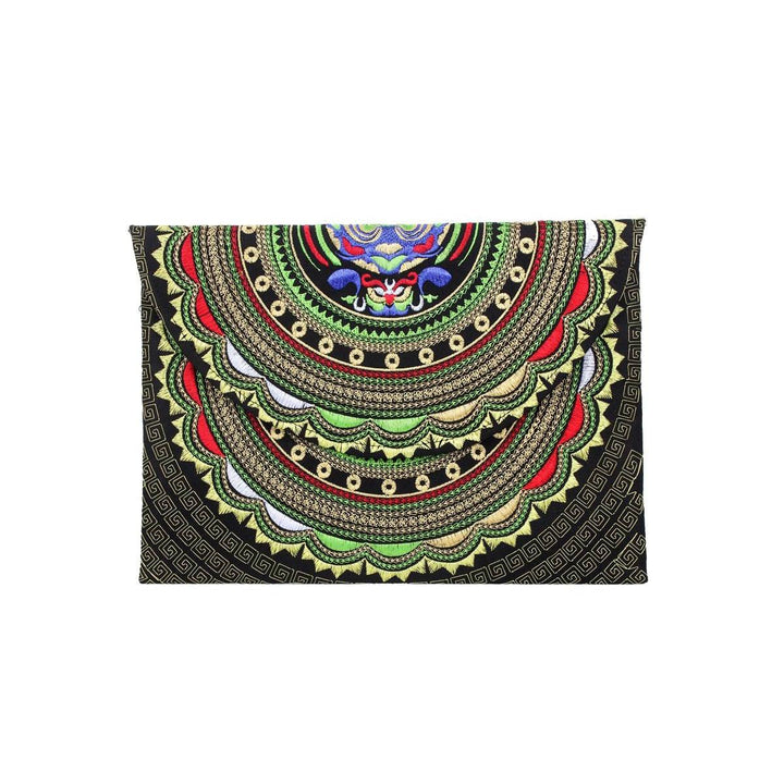 Boho Style Embroidered Clutch Bag - Thailand-Bags-Lumily-Green & Black-Lumily MZ Fair Trade Nena & Co Hiptipico Novica Lucia's World emporium