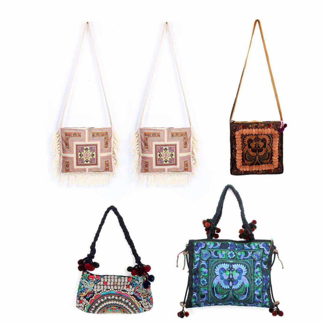 BUNDLE: Ethically Handmade Unique Tote Bag 5 Pieces - Thailand-Bags-Lumily-Lumily MZ Fair Trade Nena & Co Hiptipico Novica Lucia's World emporium