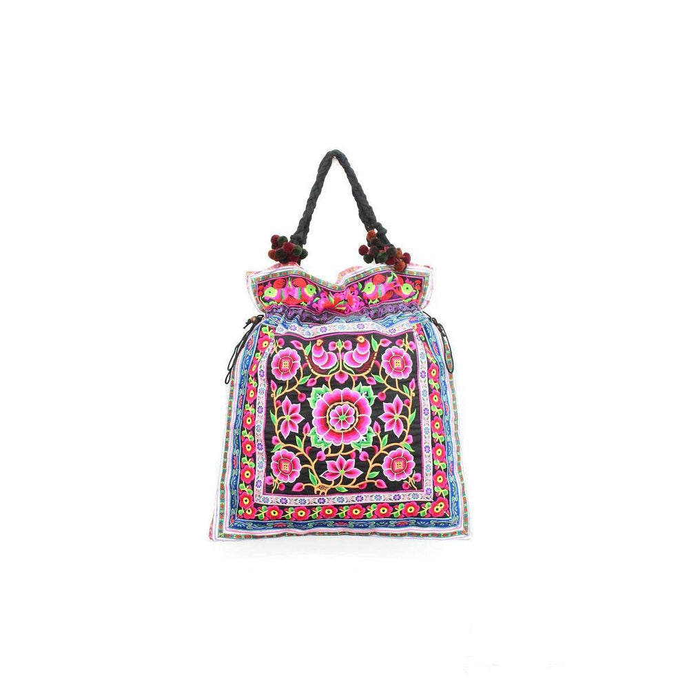 BUNDLE: Floral Pom Pom Shoulder Bag 2 Pieces - Thailand-Jewelry-Lumily-Lumily MZ Fair Trade Nena & Co Hiptipico Novica Lucia's World emporium