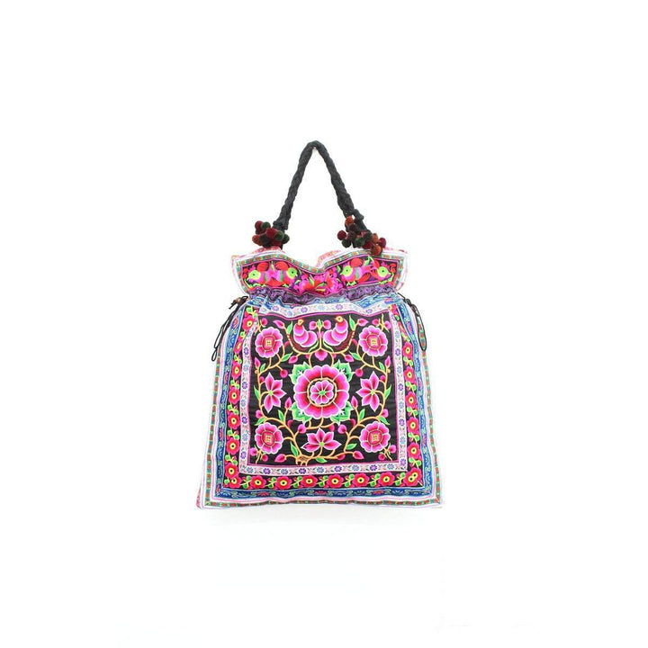 BUNDLE: Floral Pom Pom Shoulder Bag 2 Pieces - Thailand-Jewelry-Lumily-Lumily MZ Fair Trade Nena & Co Hiptipico Novica Lucia's World emporium