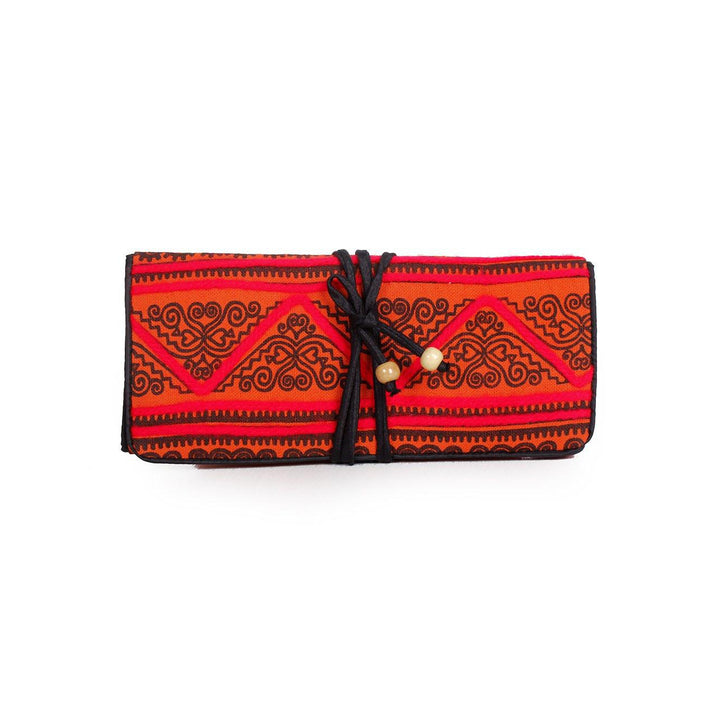 Geometric Hmong Foldover Yarn Piped Wallet - Thailand-Bags-Lumily-Red-Lumily MZ Fair Trade Nena & Co Hiptipico Novica Lucia's World emporium