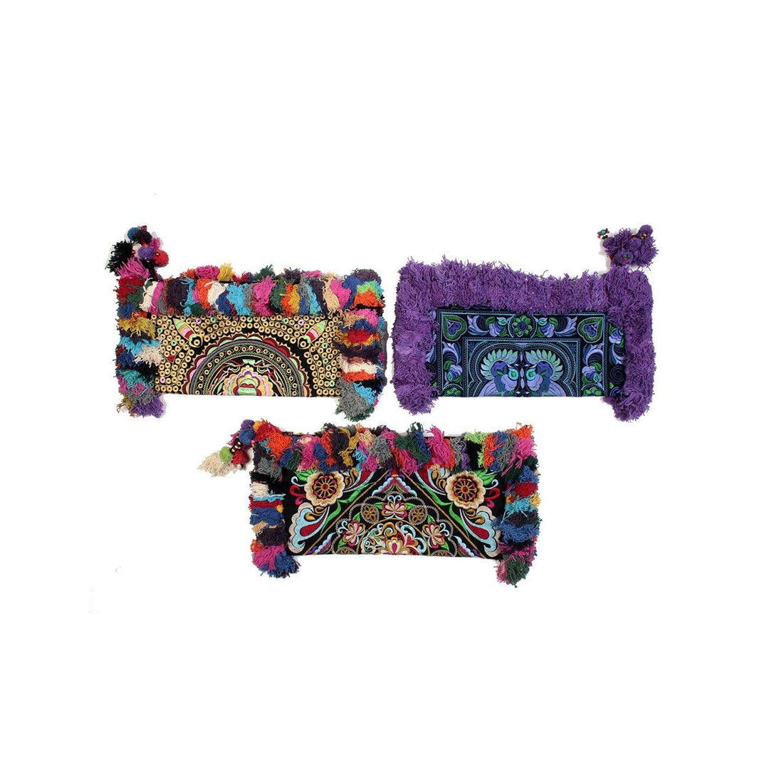 BUNDLE: Embroidered Tassel Clutch Bag 3 Pieces - Thailand-Bags-Lumily-Lumily MZ Fair Trade Nena & Co Hiptipico Novica Lucia's World emporium