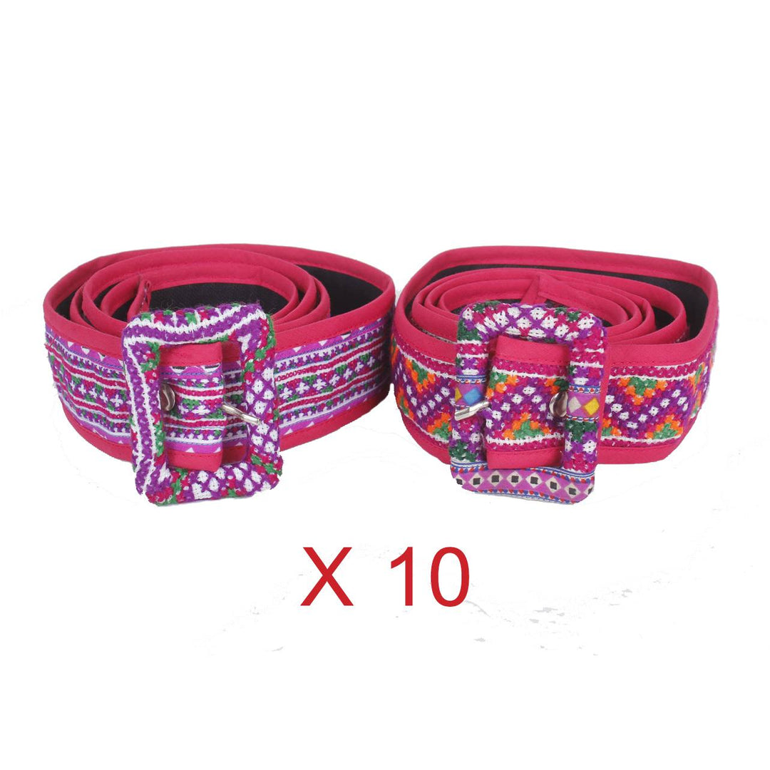 BUNDLE: 9 & 10 Piece Hill Tribe Handmade Embroidered Fabric Belt - Thailand-Jewelry-Lumily-10 Pieces-Lumily MZ Fair Trade Nena & Co Hiptipico Novica Lucia's World emporium
