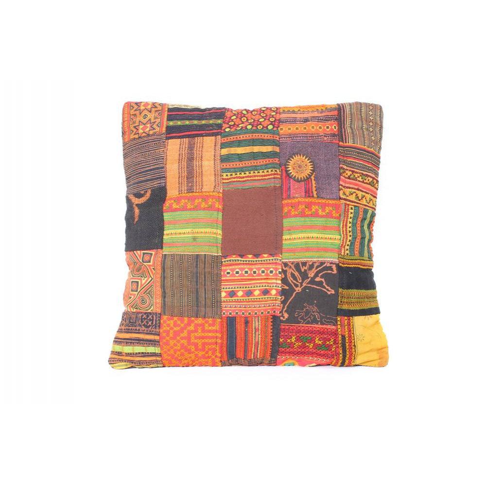 Patchwork Hmong Fabric Decorative Pillow Cover - Thailand-Decor-Lumily-Lumily MZ Fair Trade Nena & Co Hiptipico Novica Lucia's World emporium
