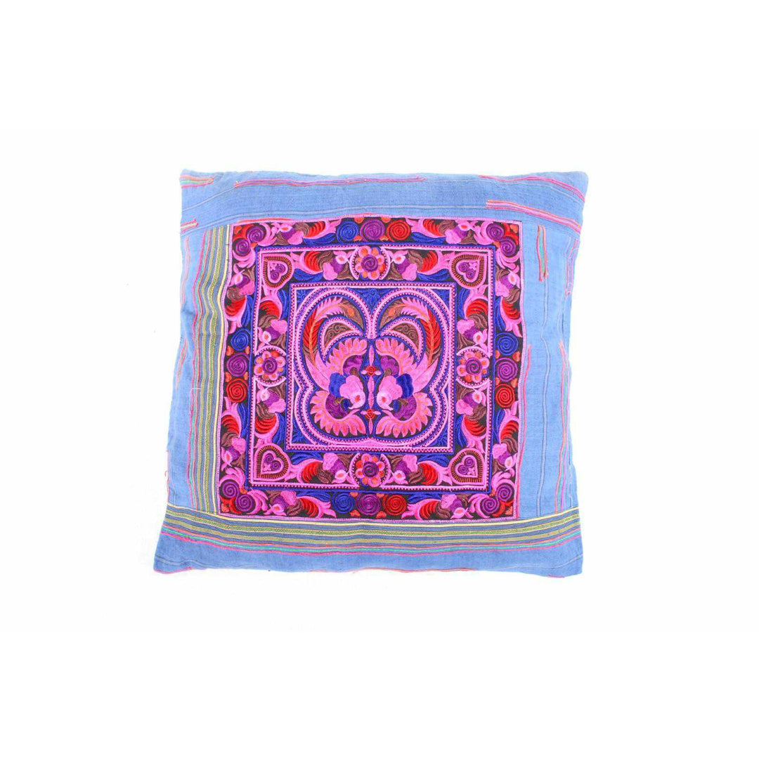 Oversized Sunan Embroidered Pillow Cover - Thailand-Decor-Lumily-Light Blue-Lumily MZ Fair Trade Nena & Co Hiptipico Novica Lucia's World emporium