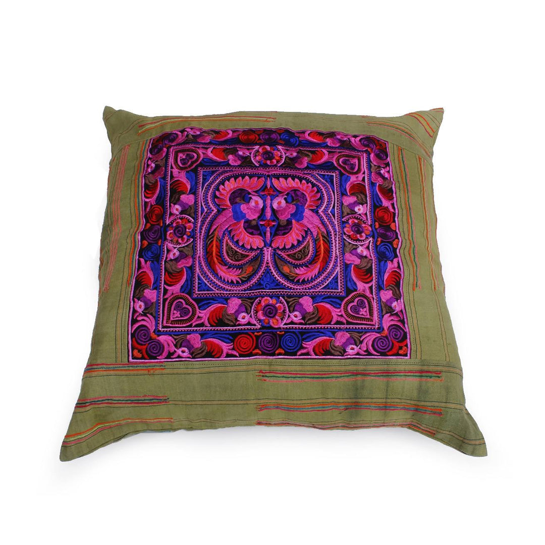 Oversized Sunan Embroidered Pillow Cover - Thailand-Decor-Lumily-Magenta-Lumily MZ Fair Trade Nena & Co Hiptipico Novica Lucia's World emporium