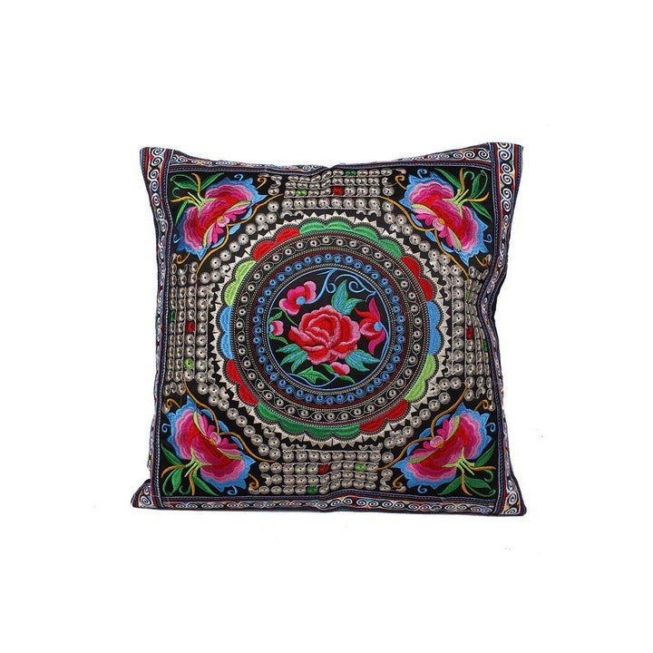 Hmong Embroidered Floral Pillow Cover - Thailand-Decor-Lumily-Red-Lumily MZ Fair Trade Nena & Co Hiptipico Novica Lucia's World emporium