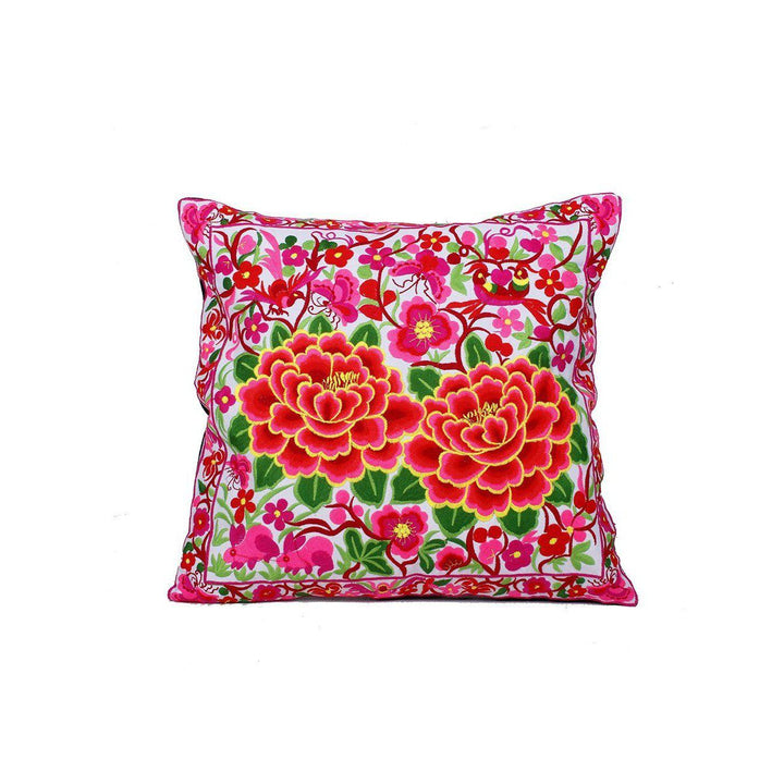 Hmong Embroidered Floral Pillow Cover - Thailand-Decor-Lumily-Lumily MZ Fair Trade Nena & Co Hiptipico Novica Lucia's World emporium