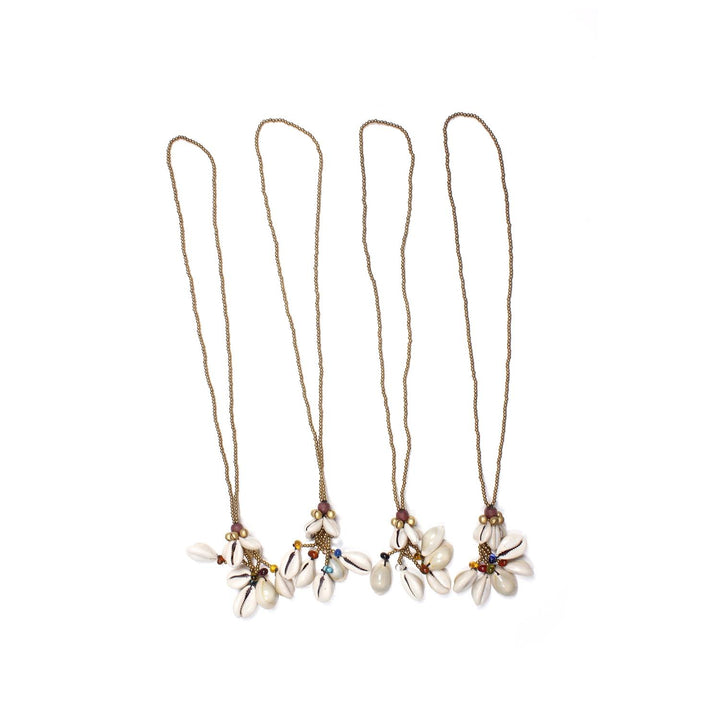 BUNDLE: Gold Beads With Shell Tassel Necklace 4 Pieces - Thailand-Jewelry-Lumily-Lumily MZ Fair Trade Nena & Co Hiptipico Novica Lucia's World emporium