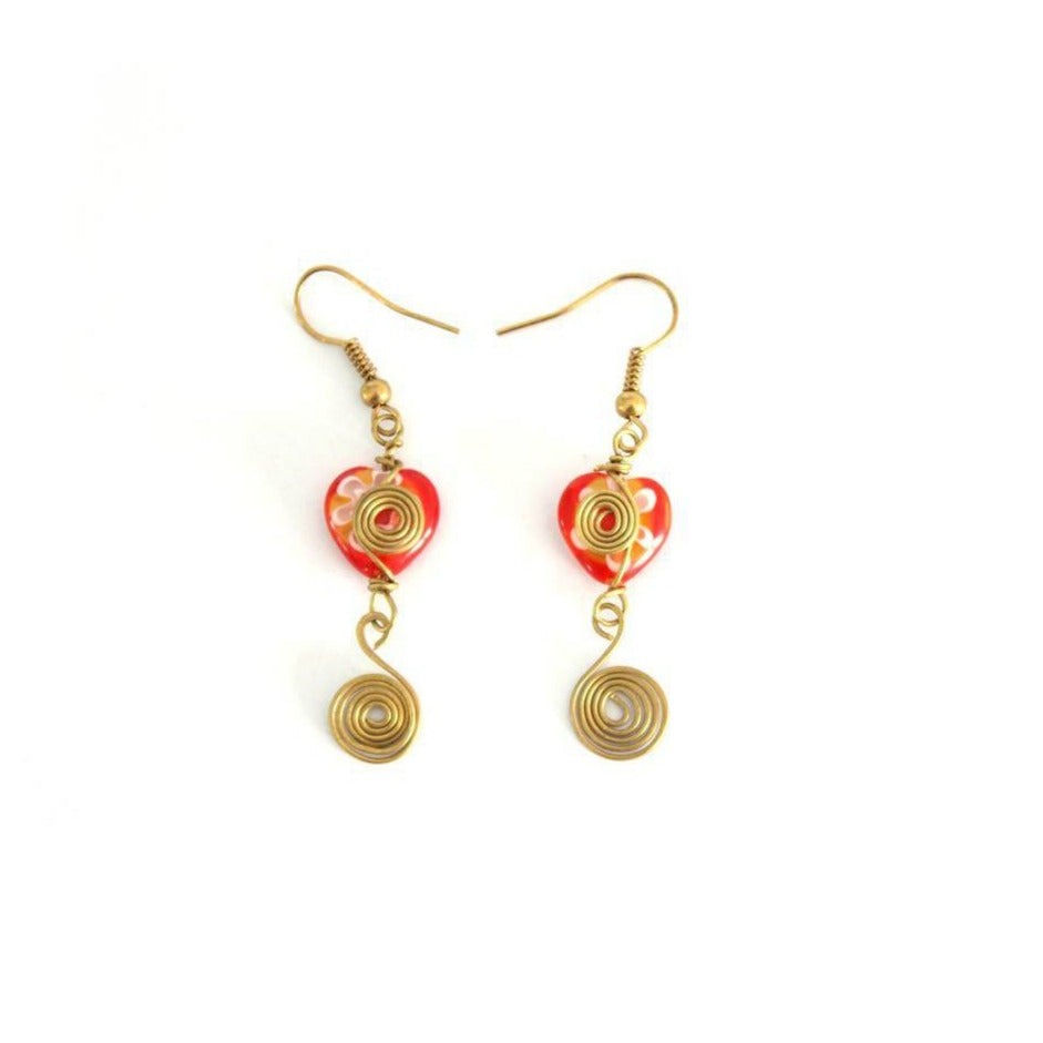 Milly Blown Glass Earrings - Thailand-Jewelry-Lumily-Red-Lumily MZ Fair Trade Nena & Co Hiptipico Novica Lucia's World emporium