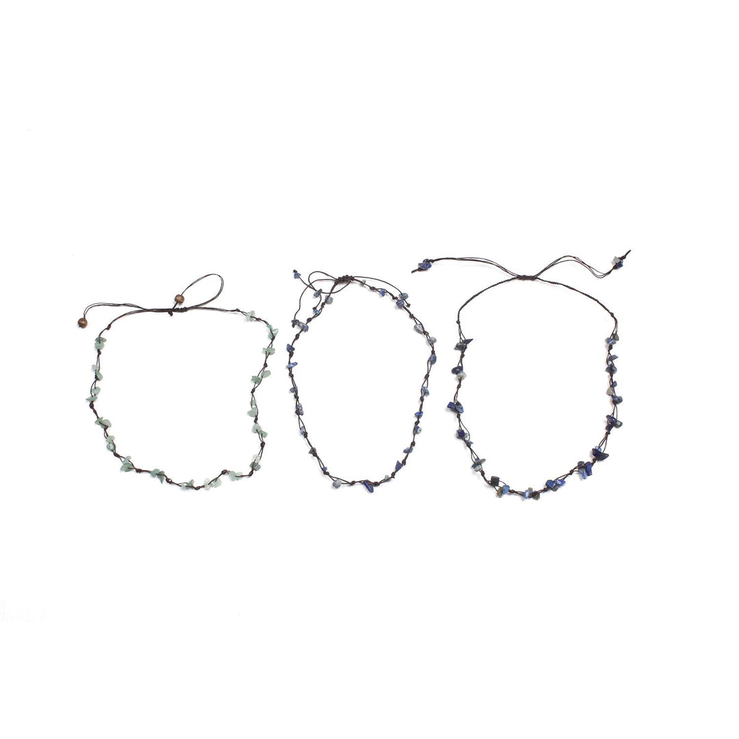 BUNDLE: Stones with Wax Cotton String Necklace 3 Pieces - Thailand-Jewelry-Lumily-Lumily MZ Fair Trade Nena & Co Hiptipico Novica Lucia's World emporium