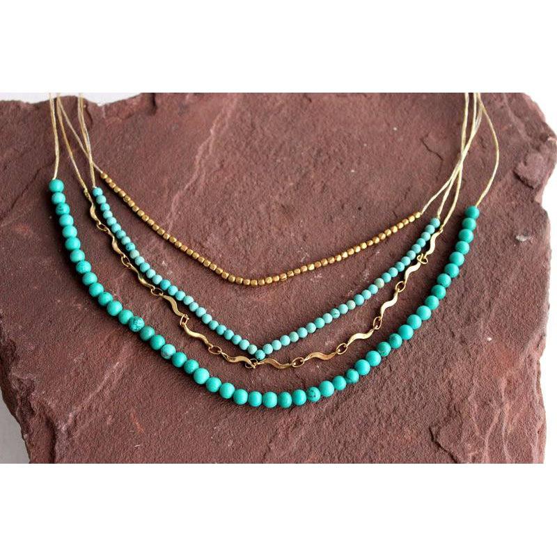 Multi-Strand Beaded Necklace - Thailand-Jewelry-Lumily-Turquoise-Lumily MZ Fair Trade Nena & Co Hiptipico Novica Lucia's World emporium