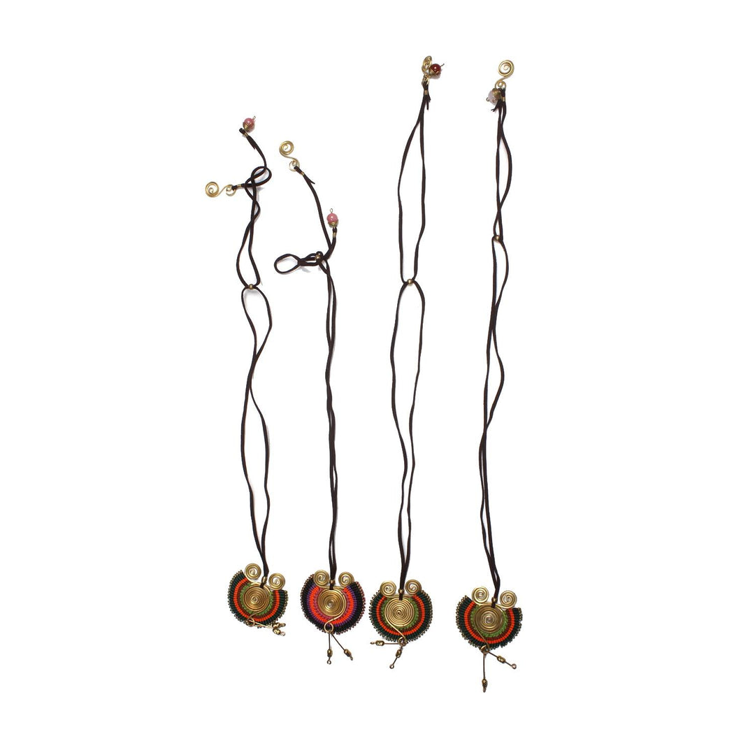 BUNDLE: Brass Spiral Necklace Mixed Wax String 4 Pieces - Thailand-Jewelry-Lumily-Lumily MZ Fair Trade Nena & Co Hiptipico Novica Lucia's World emporium