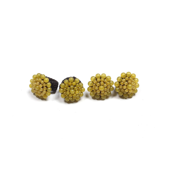 BUNDLE: Wax Cotton String Stone Ring 4 Pieces - Thailand-Jewelry-Lumily-Yellow-Lumily MZ Fair Trade Nena & Co Hiptipico Novica Lucia's World emporium