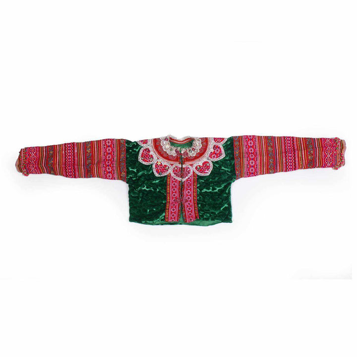 Vintage Hmong Traditional Jacket- Thailand-Apparel-Lumily-Green & Red-Lumily MZ Fair Trade Nena & Co Hiptipico Novica Lucia's World emporium