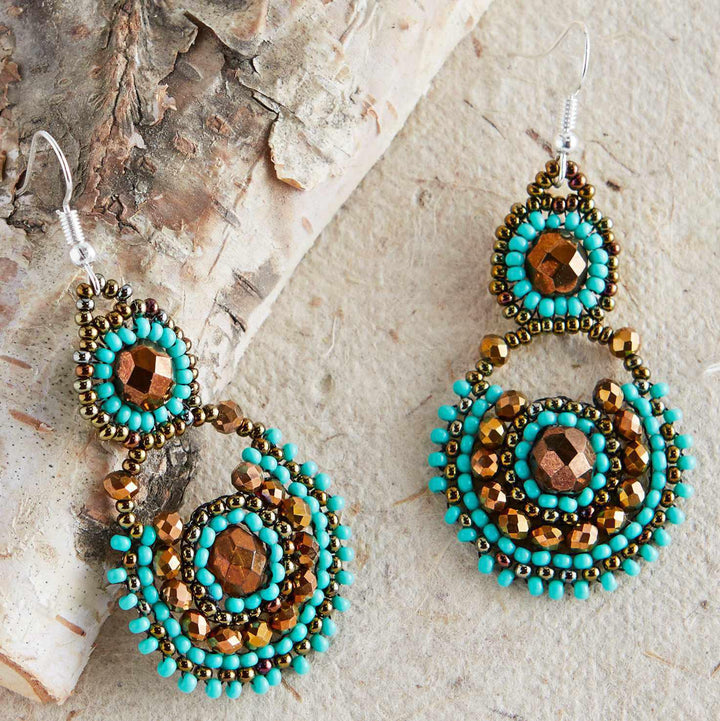 Chloe Seed Bead Earrings - Guatemala-Jewelry-Lumily-Turquoise-Lumily MZ Fair Trade Nena & Co Hiptipico Novica Lucia's World emporium
