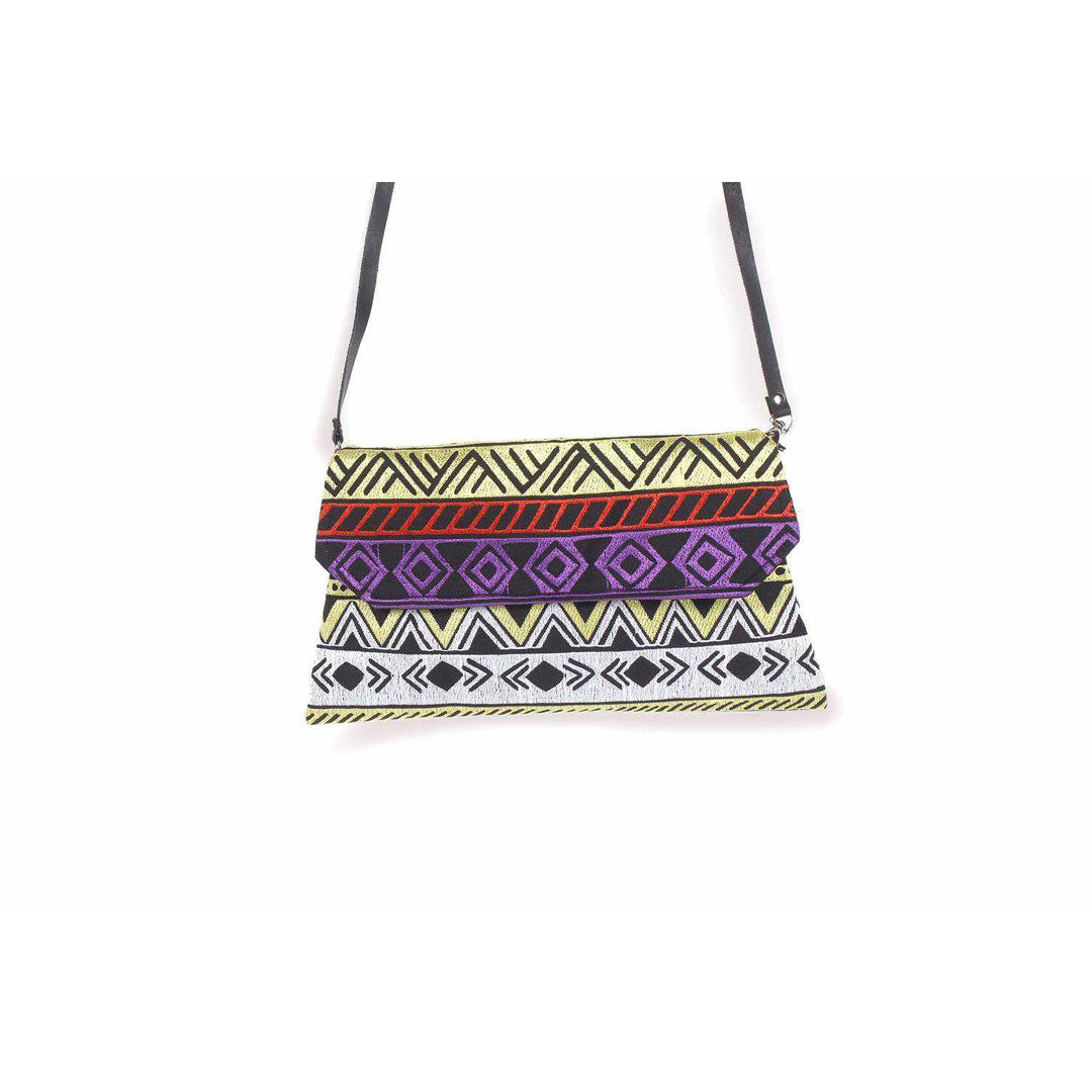 Embroidered Convertible Clutch | Crossbody Bag - Thailand-Bags-Lumily-Gold & Purple-Lumily MZ Fair Trade Nena & Co Hiptipico Novica Lucia's World emporium
