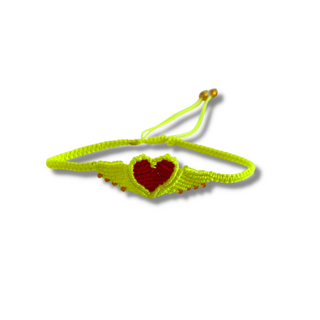 Macrame Woven Heart Wings Pull String Bracelet - Mexico-Bracelets-Rebeca y Francisco (Mexico)-Lumily MZ Fair Trade Nena & Co Hiptipico Novica Lucia's World emporium
