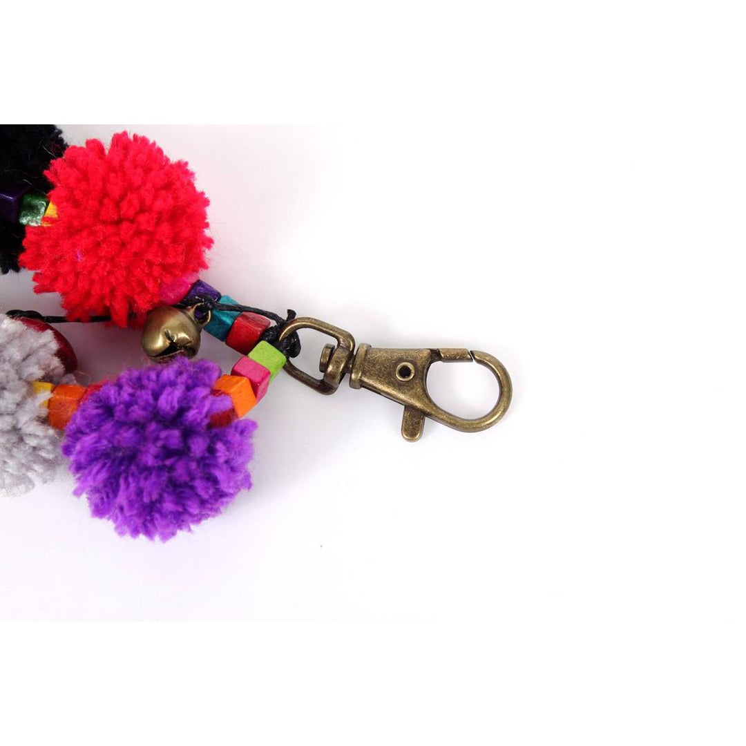Pom Pom With Beads Key Chain Multicolor - Thailand-Accessories-Lumily-Lumily MZ Fair Trade Nena & Co Hiptipico Novica Lucia's World emporium