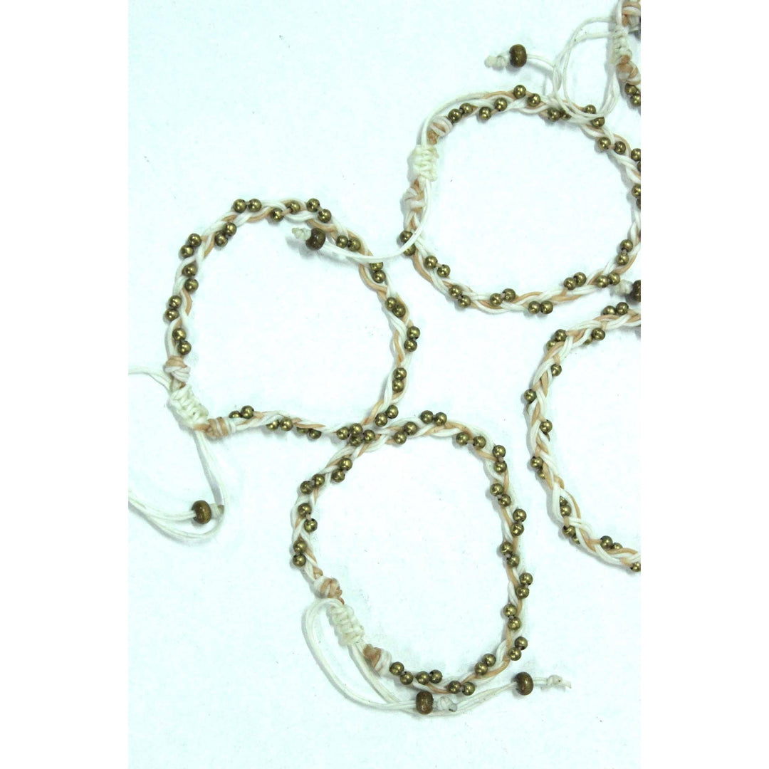 BUNDLE: Adjustable Bracelet With Brass Bead Wax String 6 Pieces - Thailand-Bracelets-Lumily-Lumily MZ Fair Trade Nena & Co Hiptipico Novica Lucia's World emporium