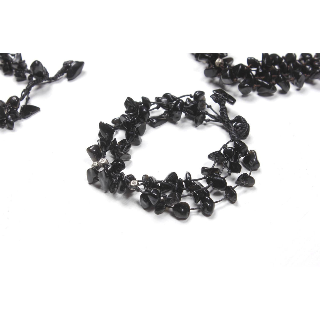 BUNDLE: 4-string Stone Bracelet Black 4 Pieces - Thailand-Bracelets-Lumily-Lumily MZ Fair Trade Nena & Co Hiptipico Novica Lucia's World emporium