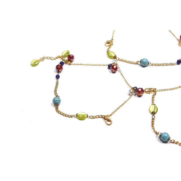 BUNDLE: Gold Chain With Stones And Crystal Bead Bracelet 5 Pieces - Thailand-Bracelets-Lumily-Lumily MZ Fair Trade Nena & Co Hiptipico Novica Lucia's World emporium