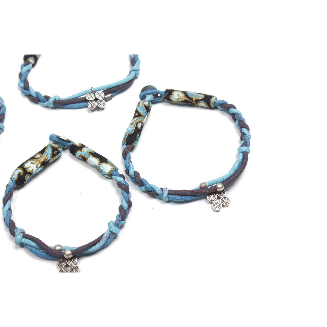 BUNDLE: Braided Cloth with Charm Bracelet 5 Pieces - Thailand-Bracelets-Lumily-Lumily MZ Fair Trade Nena & Co Hiptipico Novica Lucia's World emporium