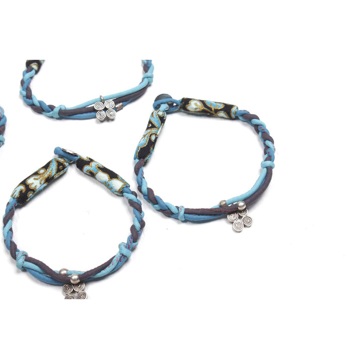 BUNDLE: 5 Piece .925 Hmong Silver Charm Braided Bracelet - Thailand-Bracelets-Lumily-Lumily MZ Fair Trade Nena & Co Hiptipico Novica Lucia's World emporium