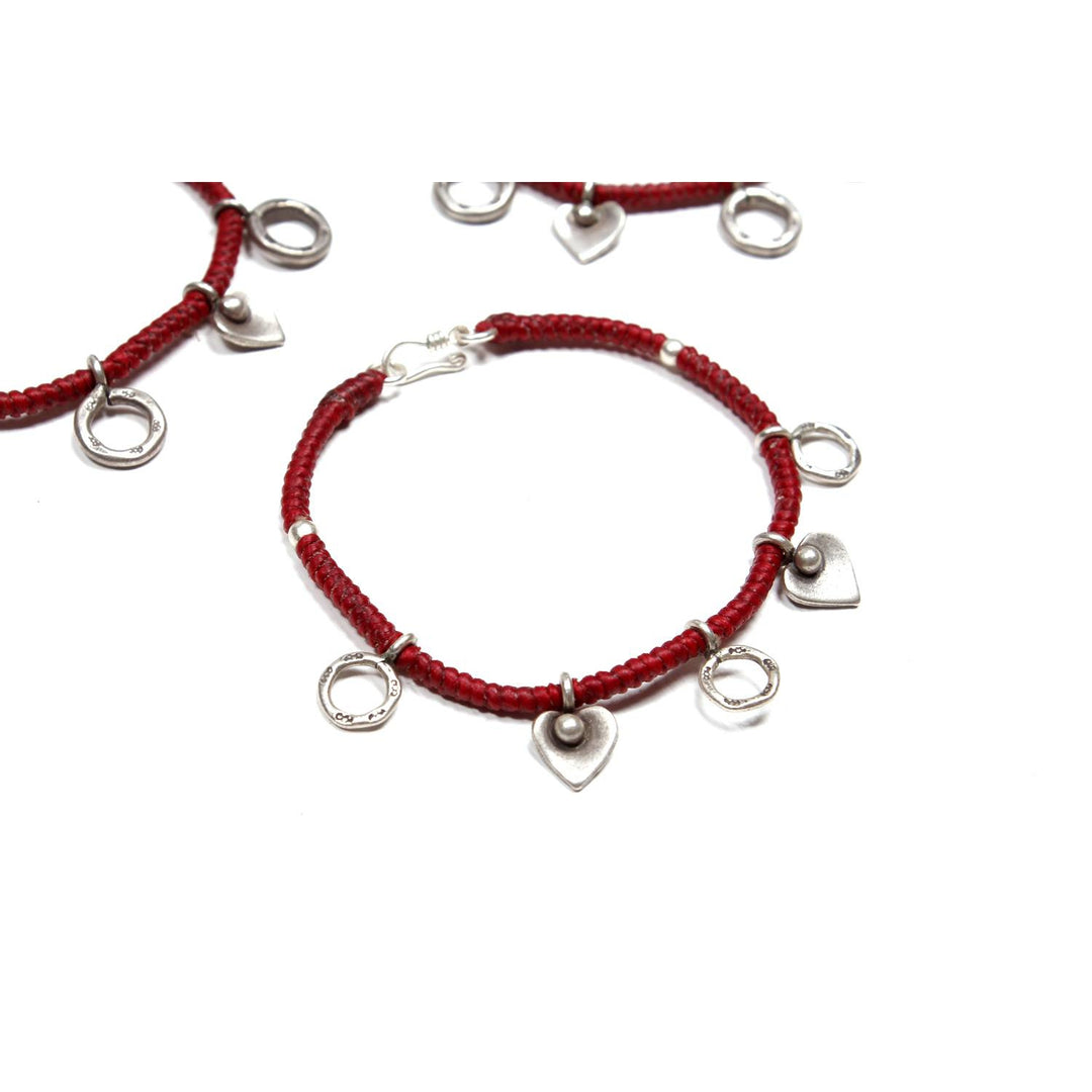 BUNDLE: Red & Orange Heart Charm Bracelet 3 Pieces - Thailand-Bracelets-Lumily-Lumily MZ Fair Trade Nena & Co Hiptipico Novica Lucia's World emporium