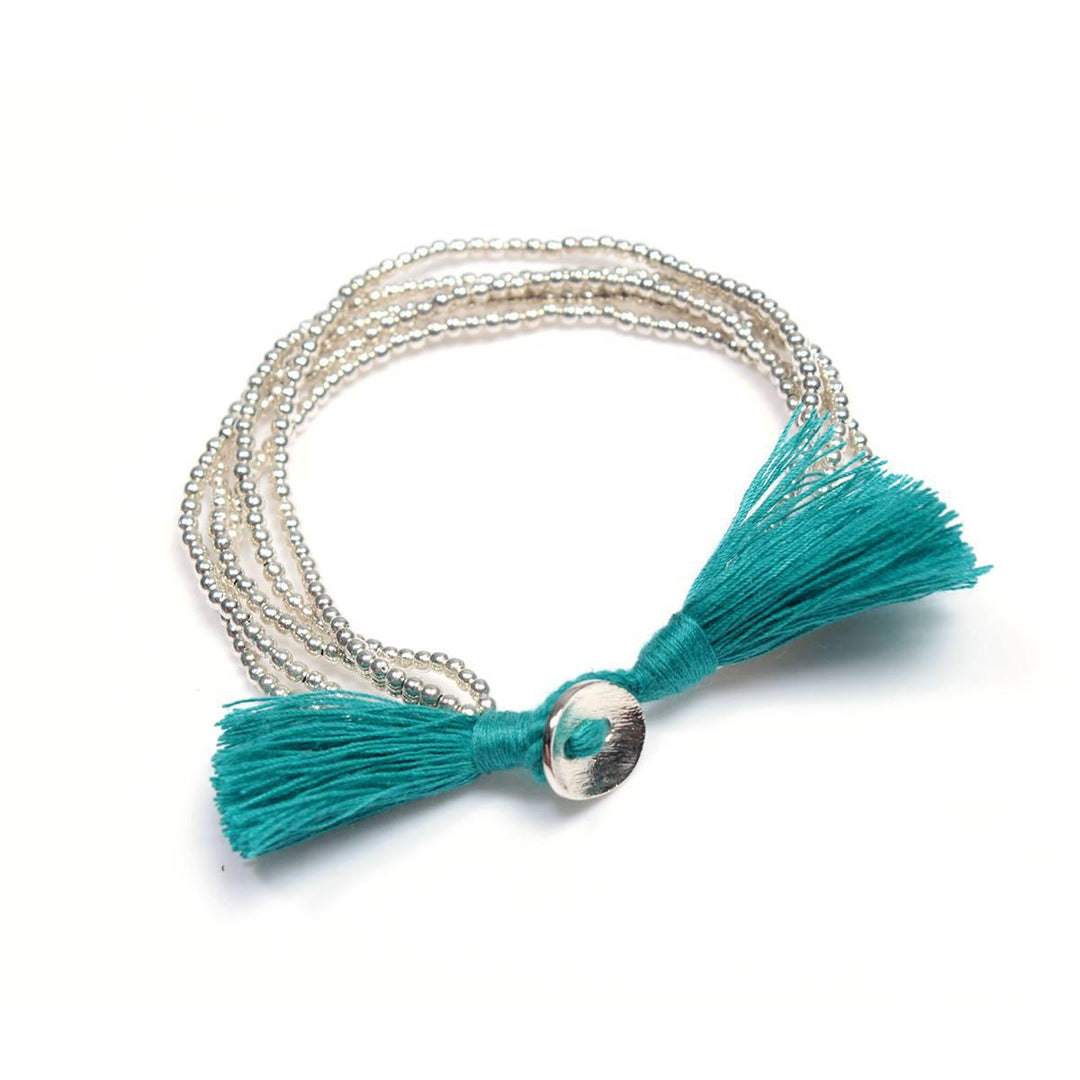 Silver Brass Beads & Tassel - Thailand-Bracelets-Lumily-Lumily MZ Fair Trade Nena & Co Hiptipico Novica Lucia's World emporium