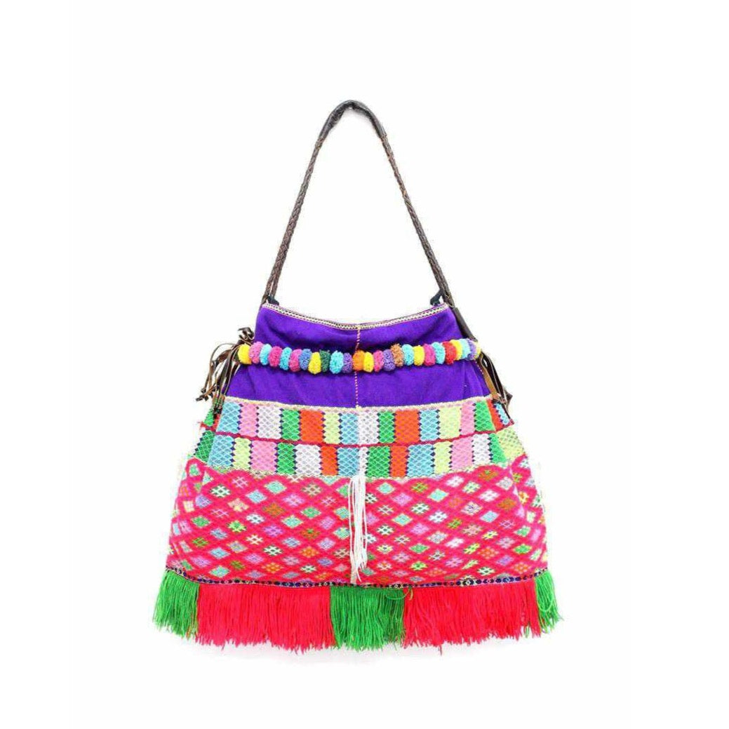Karen Hilltribe Embroidered Tote | Shoulder Handbag - Thailand-Bags-Lumily-Purple-Lumily MZ Fair Trade Nena & Co Hiptipico Novica Lucia's World emporium