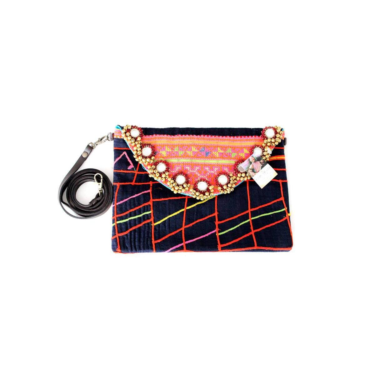 Karen Vintage Fabric Bag With Leather Straps Thailand