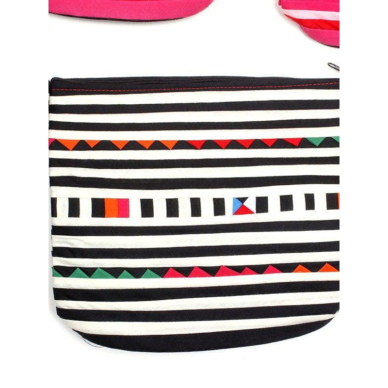 BUNDLE: Stripe Artisan Made Cosmetic Bag - 5 Pieces - Thailand-Bags-Lumily-Lumily MZ Fair Trade Nena & Co Hiptipico Novica Lucia's World emporium