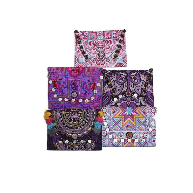 BUNDLE: Artisan Crafted Coin Embroidered Clutch Bag 5 Pieces - Thailand-Bags-Lumily-BUNDLE 2-Lumily MZ Fair Trade Nena & Co Hiptipico Novica Lucia's World emporium