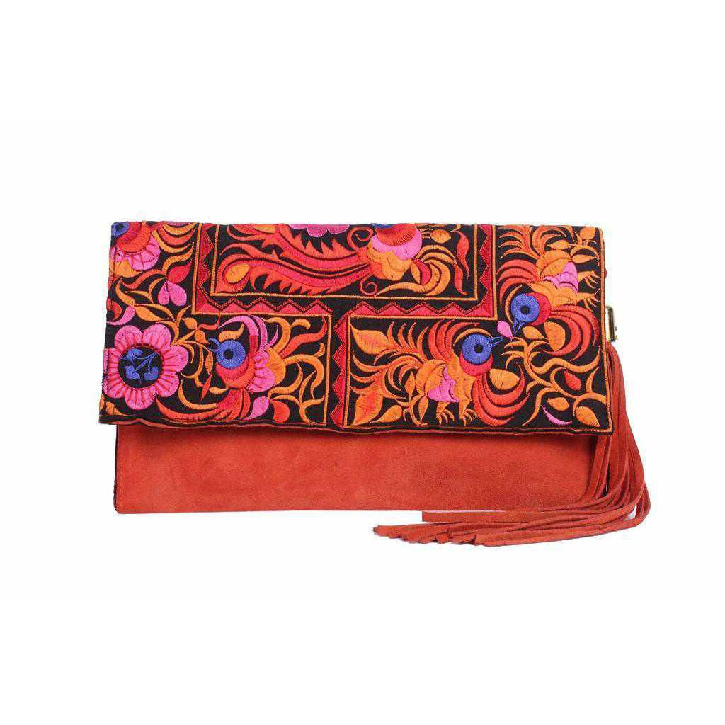 BUNDLE: Leather Clutch with Geometric Embroidery Clutch - Thailand-Bags-Lumily-Lumily MZ Fair Trade Nena & Co Hiptipico Novica Lucia's World emporium